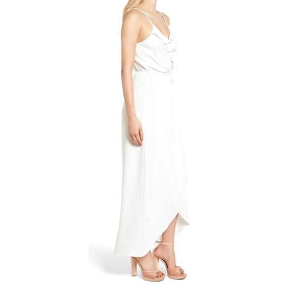 Everly White Ruffle Wrap Maxi Dress - Picture 2 of 7